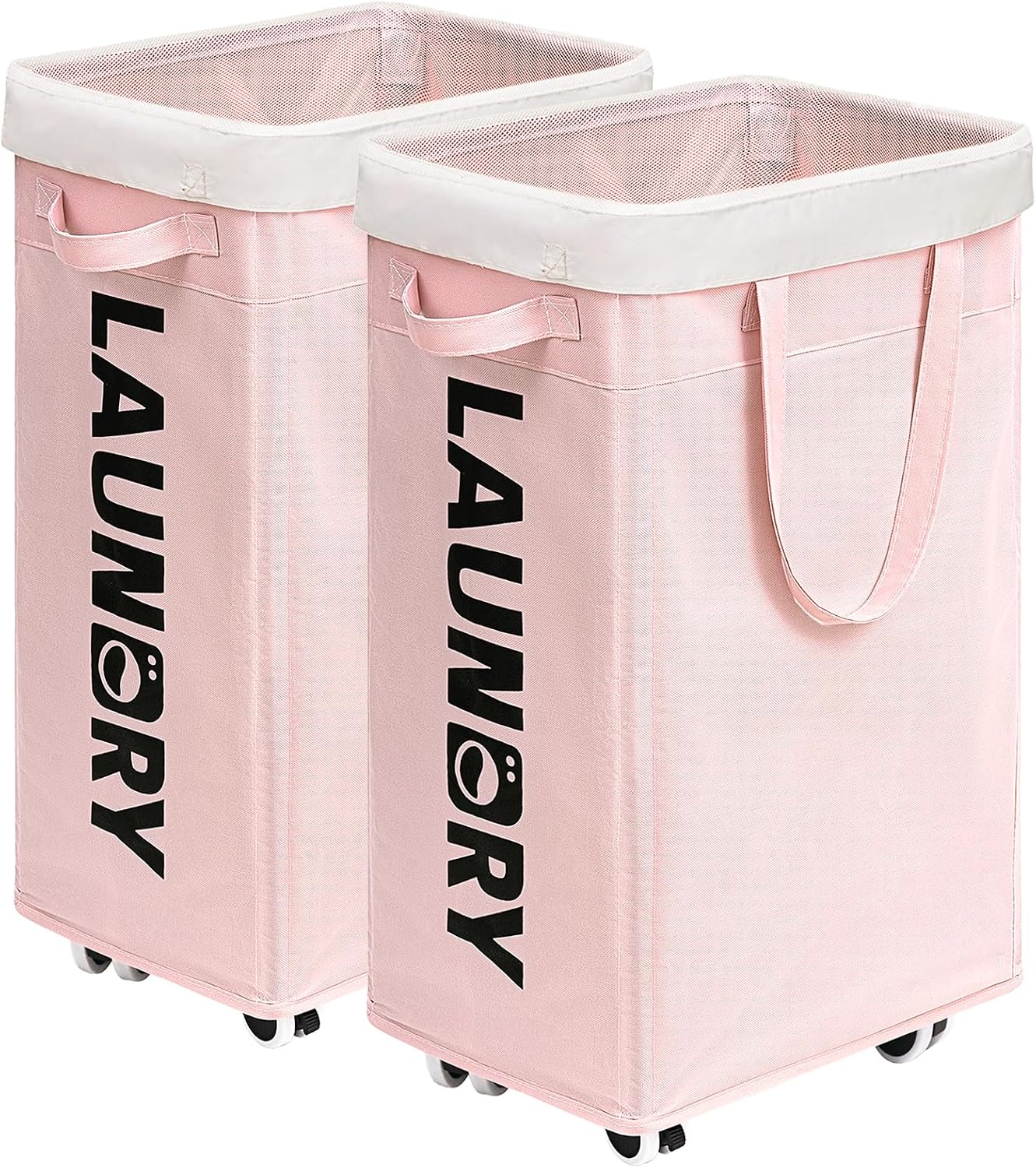 Goodpick 75L Laundry Basket with Wheels & Removable Wash Bag for Dorm | Rolling Laundry Basket with Handles for Dirty Clothes, Fodable Hamper for Laundry Room, Dorm Room Essentials, Grey