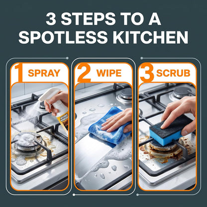 Kitchen Degreaser Spray 120ml, All Purpose Heavy Duty Grease Remover Cleaner for Oven, Stovetop, Microwave & Range Hood, Foam Cleaner for Kitchen Surfaces.(1pc)