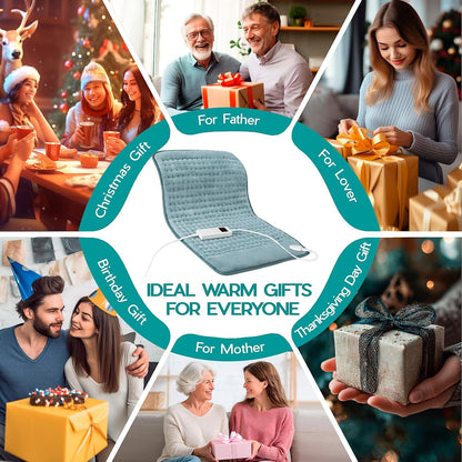 Heating Pad for Period Cramps, Heating Pad for Back/Neck/Shoulder Muscle Pain, 6 Heating&4 Timer Setting, Auto Shut Off, Dry/Moist Heat & Machine Washable, Gray Birthday Christmas Gifts for Women Mom