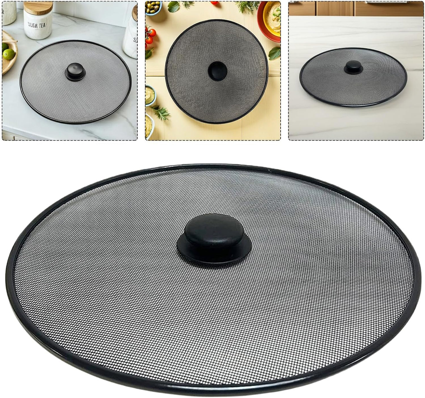 Amosfun Oil Splash Guard Splatter Screen for Frying Pan 11.41 Inch Mesh Cover for Pot Skillet and Wok Grease Splatter Shield Kitchen Cooking Accessory