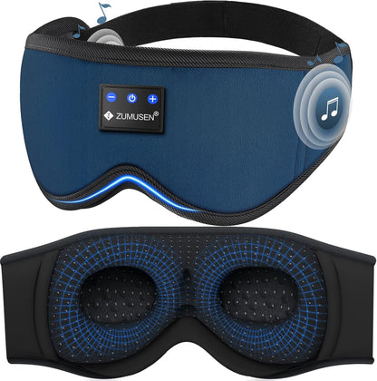 ZUMUSEN Bluetooth Sleep Headphones Mask with 3D Stereo Speakers | Wireless Ultra-Thin Music Eye Cover for Side Sleepers, Adjustable Strap for Travel, Meditation, Yoga, Naps, and Relaxation