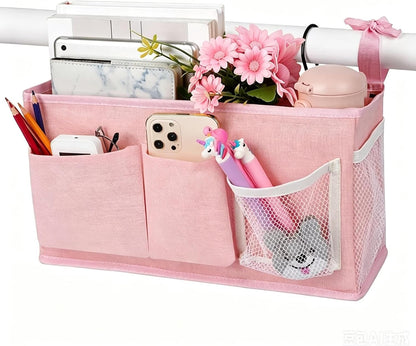 Lilithye Bedside Caddy, Bedside Storage Bag Hanging Organizer for Bunk Bed | Bed Caddy with Fixed Straps and Water Bottle Holder for Home, College Dorm, Bunk Bed, Hospital Bed and Crib Bed Rails