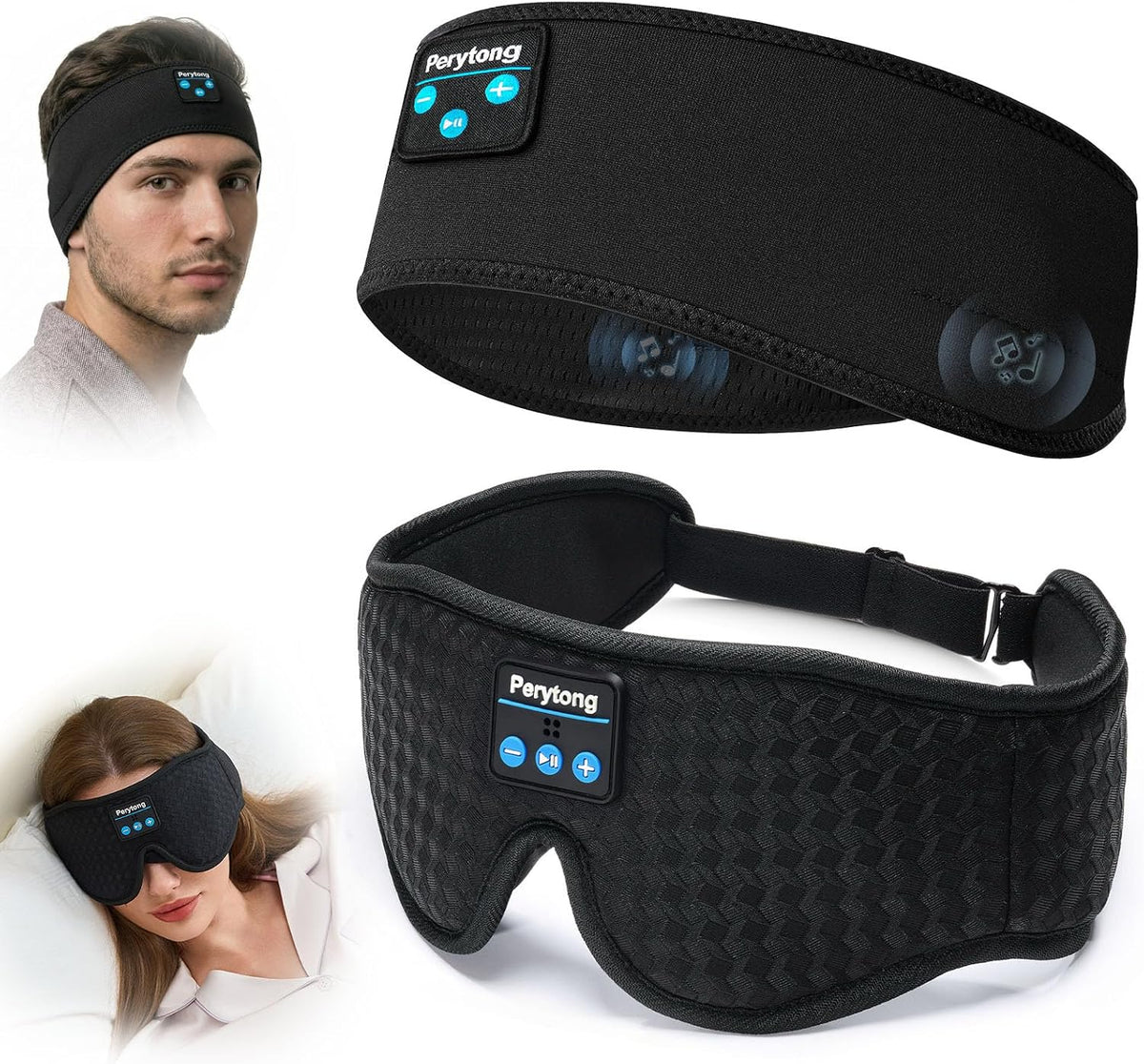 Sleep Mask and Headband Headphones Set, Wireless Bluetooth Sleep Headphones, Ultra-Soft Blackout Eye Mask for Side Sleepers, Travel, Meditation, Relaxation, Drift Off to Your Own Peaceful World
