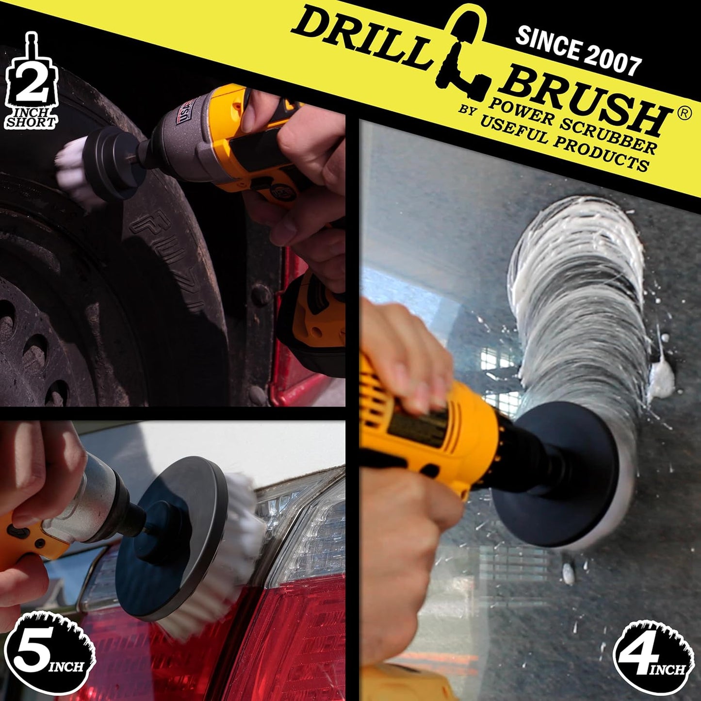 Ultra Stiff Drill Powered Cleaning Brush Set - BBQ Grill Brush - No Wires | Heavy Duty Industrial Stripping - Cordless Drill Power Scrubber Grill Brush for Household Cleaning Supplies - Rust Remover