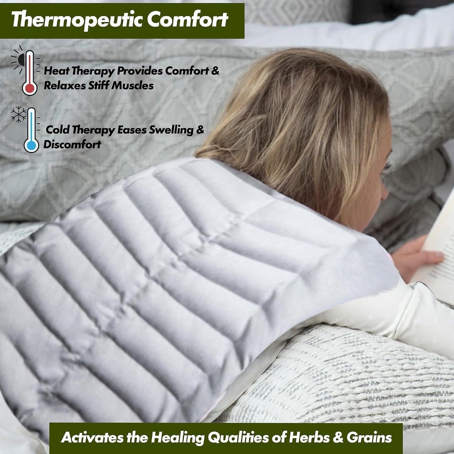 Kozi Weighted Heating Pad Microwavable|Hot & Cold Aromatherapy Neck and Back wrap|Moist Heat for Cramps, Muscles, Joints, Back, Neck and Shoulders, Heat Compress Pillow