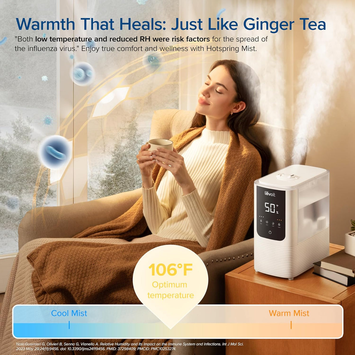 Levoit Top Fill Humidifiers for Bedroom, 2.5L Tank for Large Room, 25dB