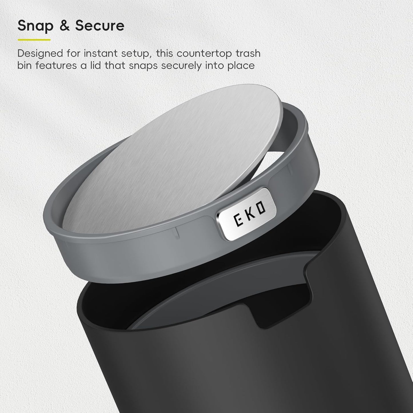 EKO Fandy 0.58 Gal/2.2L Mini Trash Can with Lid, Swing-Top Desktop Trash Can for Bathroom, Countertop, Vanity, Desk or Office, Small Garbage Bin (Blue)