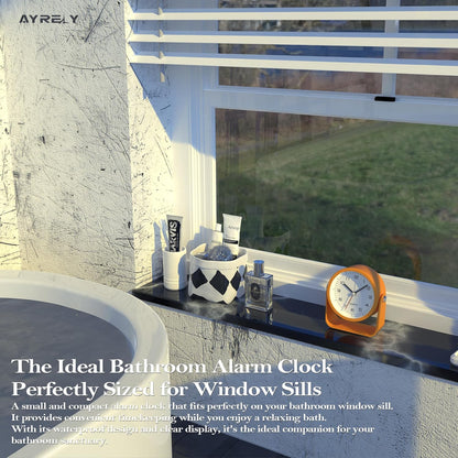 AYRELY® 3.5" Small Analog Travel Alarm Clock, Battery Operated Desk Clock | Cute Table Clock with Light, Adjustable Angle, Bedside, Bedrooms, Kids' Rooms and Living Room Decor (Orange)