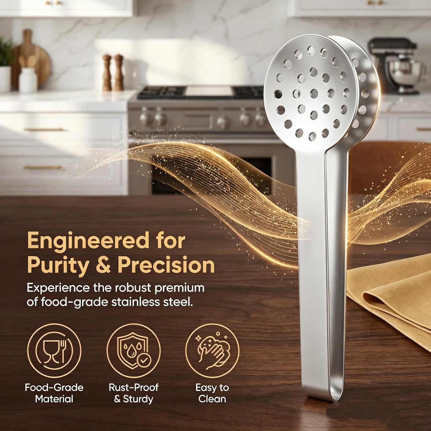 Tea Bag Squeezer Tongs 2-Pack Stainless Steel - Mess-Free Tea Bag Holder for Easy Hot Tea Brewing, Comfortable Grip Tea Bag Strainer Tool for Kitchen & Tea Lovers