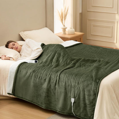 Bedsure Heated Blanket Throw Blanket with Preheat Function - Fast Heating Electric Blanket, Soft Flannel Throw with 6 Time Settings(Up to 10H), 6 Heating Settings, Gifts for Grandma (50"x60", Grey)