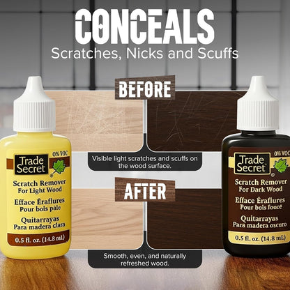 Trade Secret Scratch Concealer for Dark Wood Furniture & Floors – Dark Brown Shade Stain Covers Nicks, Scuffs, Dog & Cat Scratches, Minor Defects – Real Wood Only