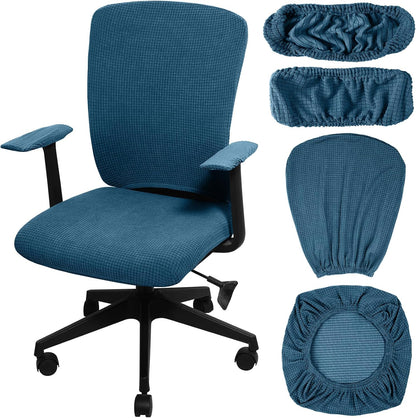 Tallew 4 Pcs Office Chair Covers Set Computer Universal Protective Stretchable Chair Seat Covers Desk Armrest Slipcovers Pads Office Cushion Backrest for Rotating (XL,Silver Gray)