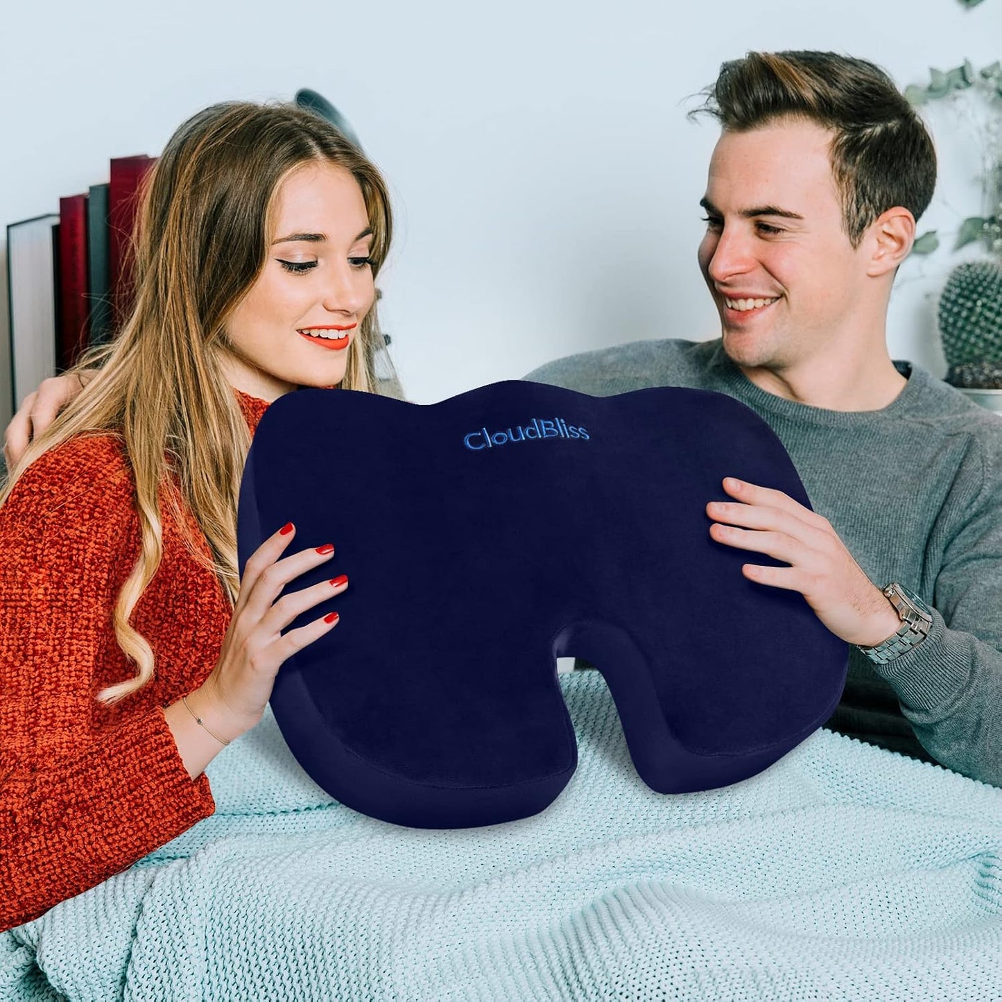 CloudBliss Gel Memory Foam Seat Cushion for Long Sitting, Large, Black | Gel Chair Pad for Tailbone, Coccyx, Sciatica , Soft Suede Cover, Non-Slip , Washable Mesh, for office, home, car