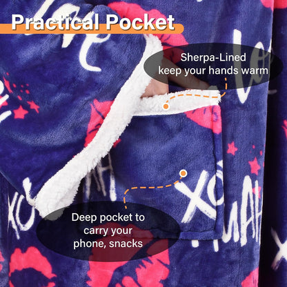 Catalonia Sherpa Wearable Blanket with Sleeves and Pocket for Adults