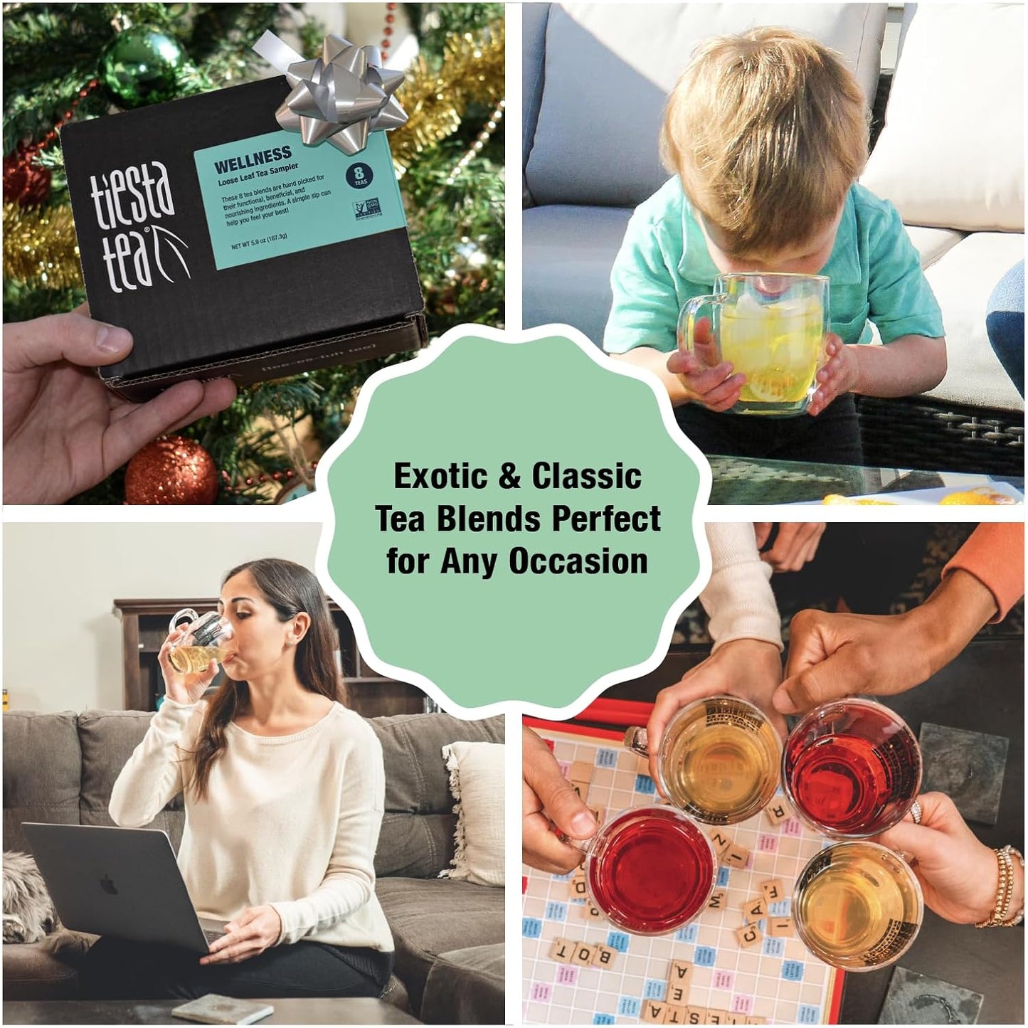 Tiesta Tea - Top 8 Favorites Sampler Set, Loose Leaf, Up to 80 Cups | High to No Caffeine, Hot & Iced, Tea Variety Pack with Green, Herbal, & Black, 8 Sample Pouches