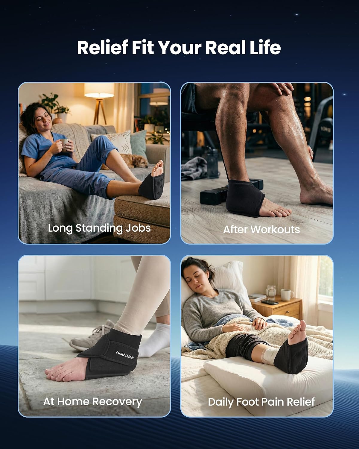 Heel Plantar Fasciitis ice Pack with 2-Layer Cooling Gel for 30-Min Cold Therapy, Ankle Foot Reusable Ice Pack Wrap for Achilles Tendonitis, Sprained Ankles, Swelling, Foot Pain Relief(1, PRO)