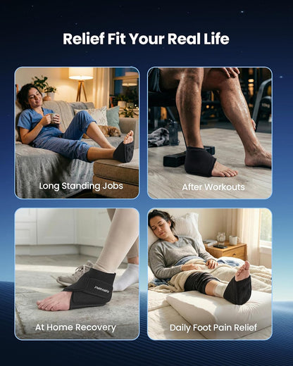 Heel Plantar Fasciitis ice Pack with 2-Layer Cooling Gel for 30-Min Cold Therapy, Ankle Foot Reusable Ice Pack Wrap for Achilles Tendonitis, Sprained Ankles, Swelling, Foot Pain Relief(1, PRO)