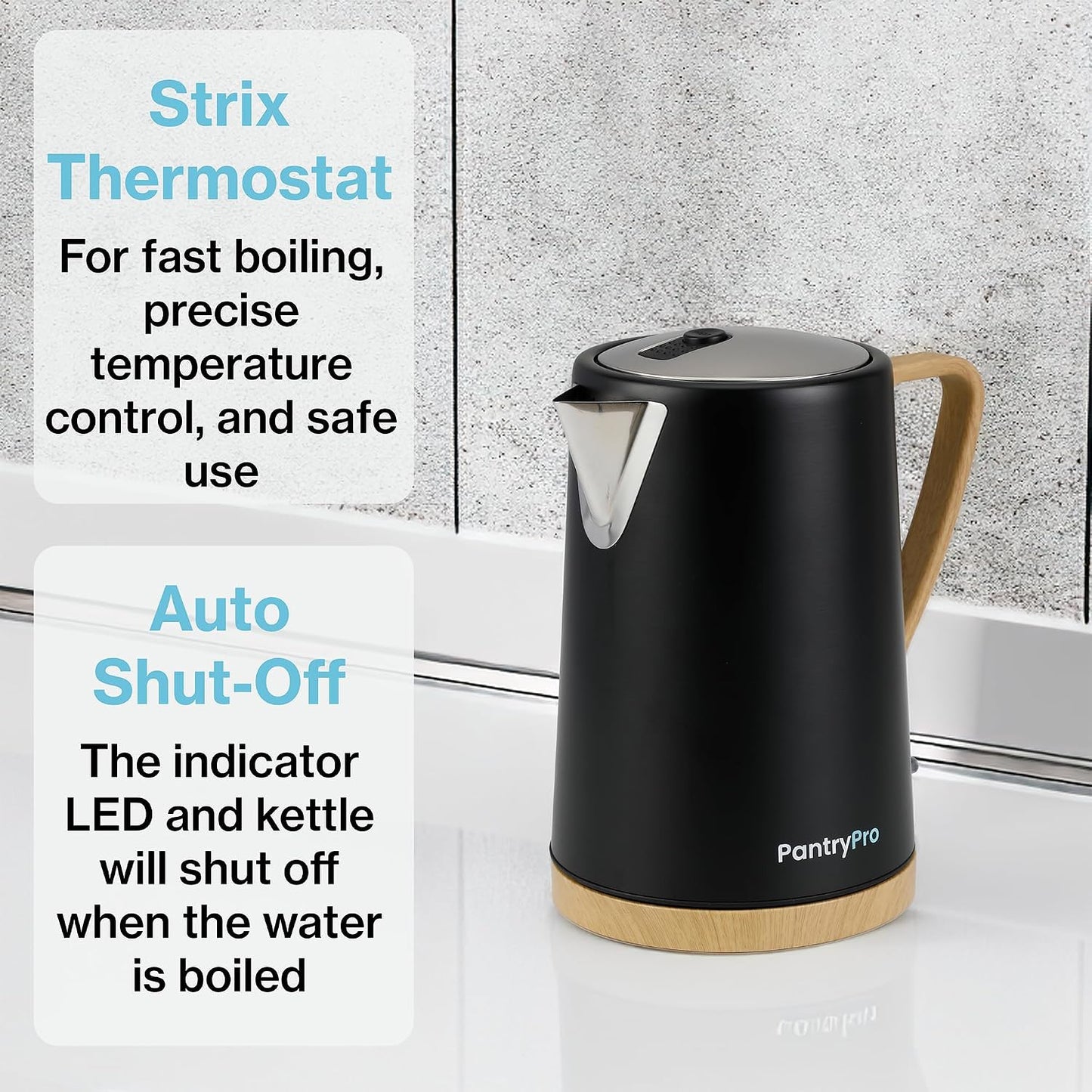 1.0L 1500W Gooseneck Electric Kettle - Stainless Steel Interior - Rapid-Boil - Auto Shut-Off, Boil-Dry Protection, Temperature Control, LED Indicator - Black by The Display Guys
