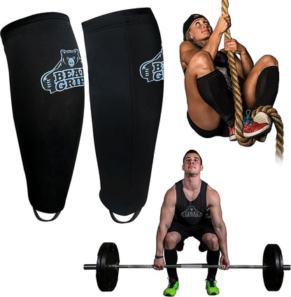 Bear Grips Deadlift Shin Guards - Breathable Gym Equipment Rope Climbing Shin Guard for Men and Women - Injury Prevention Calf Support Shin Guard Sleeves for Ultimate Shin Protection
