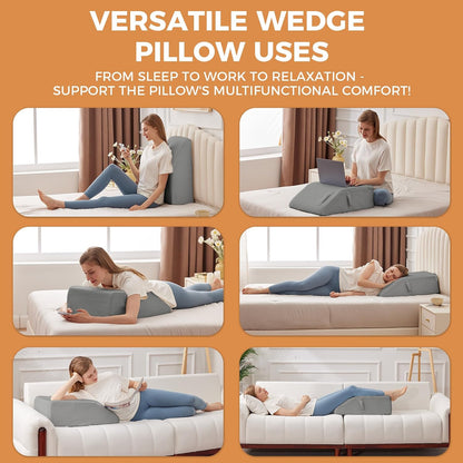 BIEEZZK Leg Elevation Pillow Blood Circulation, 23.6×16.8×8in, White/Grey