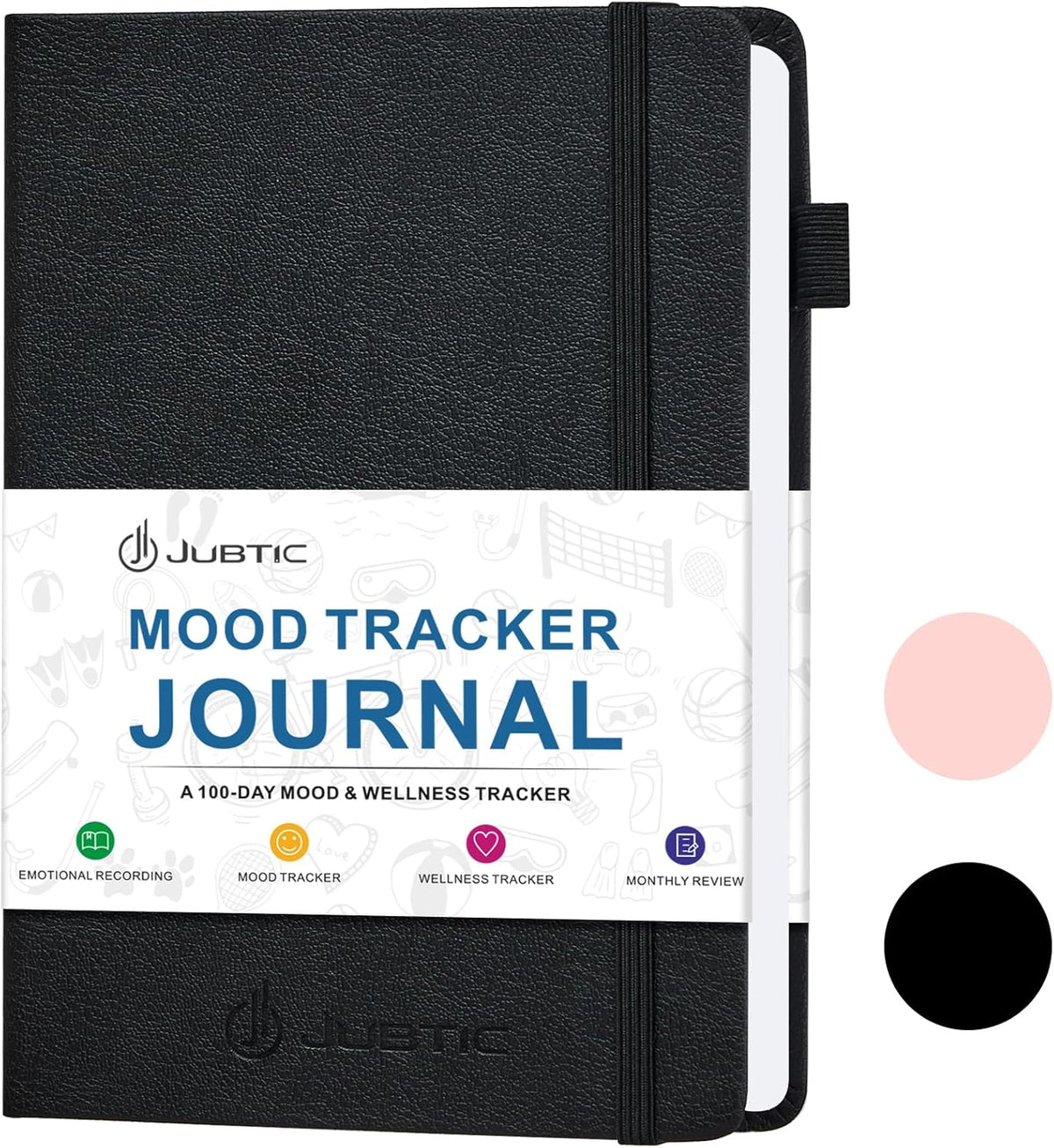 JUBTIC Mood Tracker Journal, 100-Day Mental Health Journal, Rose Gold