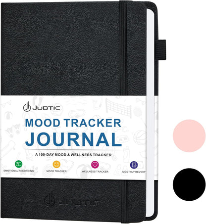 JUBTIC Mood Tracker Journal, 100-Day Mental Health Journal, Rose Gold