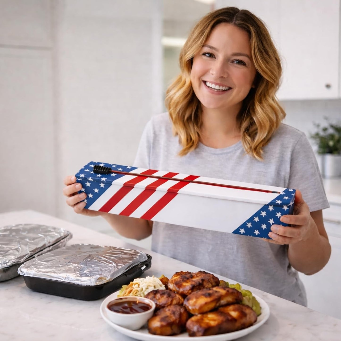 ChicWrap Carrara Marble Aluminum Foil Dispenser - Includes 12"x30' roll | Reusable Aluminum Foil Dispenser with Four Non-Slip Rubber Feet
