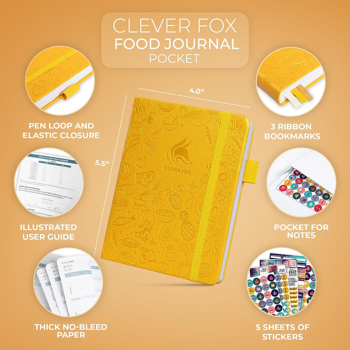 Clever Fox Food Journal for Women & Men, Weight Loss Tracker, Aquamarine