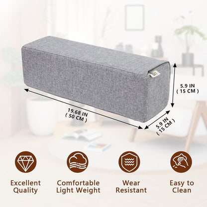 2 Pack Couch Arm Rest Pillow, 6''x6''x20'' Faux Leather Waterproof Cover, High Density Foam Armrest Cushion, Removable & Washable Elbow Support for Sofa, Bed, and Armchair (Medium Grey)