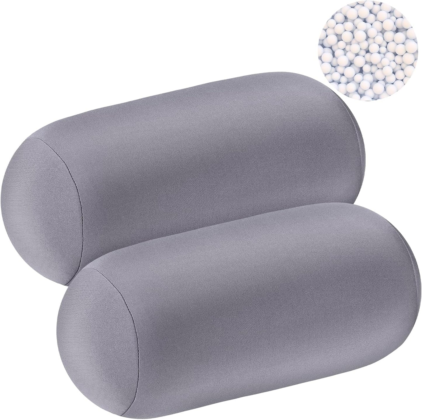 Geelin 2 Pcs Microbead Roll Pillow 11.8 x 6.3 Inch Soft Pillow Bolster Cylindrical Pillow Microbead Pillows for Sleeping Home Travel Neck Head Back Support Rest (Violet, Black)