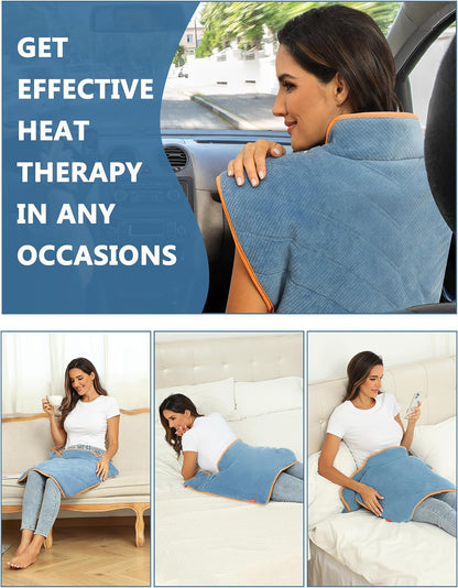 Portable Cordless Heating Pad with Battery,Weighted Rechargeable Heat Pad