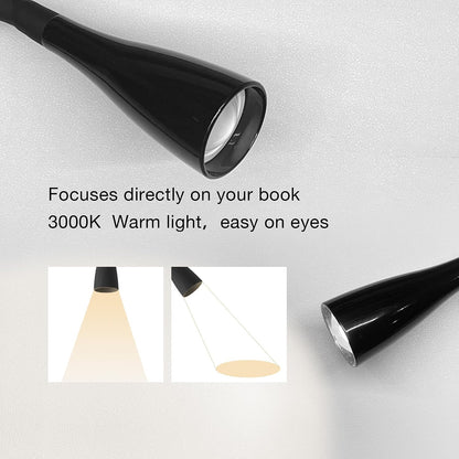 LED Reading Light, Eye-Caring Book Light for Reading in Bed, 360° Flexible Clip on headboard lamp, 5W 3000k Desk Lamp with Clamp for Bedroom, Office, Painting, Workbench and Sewing, White