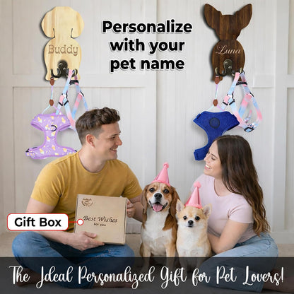 Dog Leash Holder Wall Mount, Pet Harness Hanger with Scrabble Letters, Dog Collar Organizer for Entryway, Memorial Cat Leash Holder for Wall, Pet Loss Gifts, Keepsake, Home Decor PF212-NAT