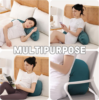 Peallow(Pat. Pend) – Long Round Body Pillow for Adults, Bolster Pillow for Sleeping, Soft and Supportive Pillow for Sleeping & Lumbar Support (Green-White, 29.5")