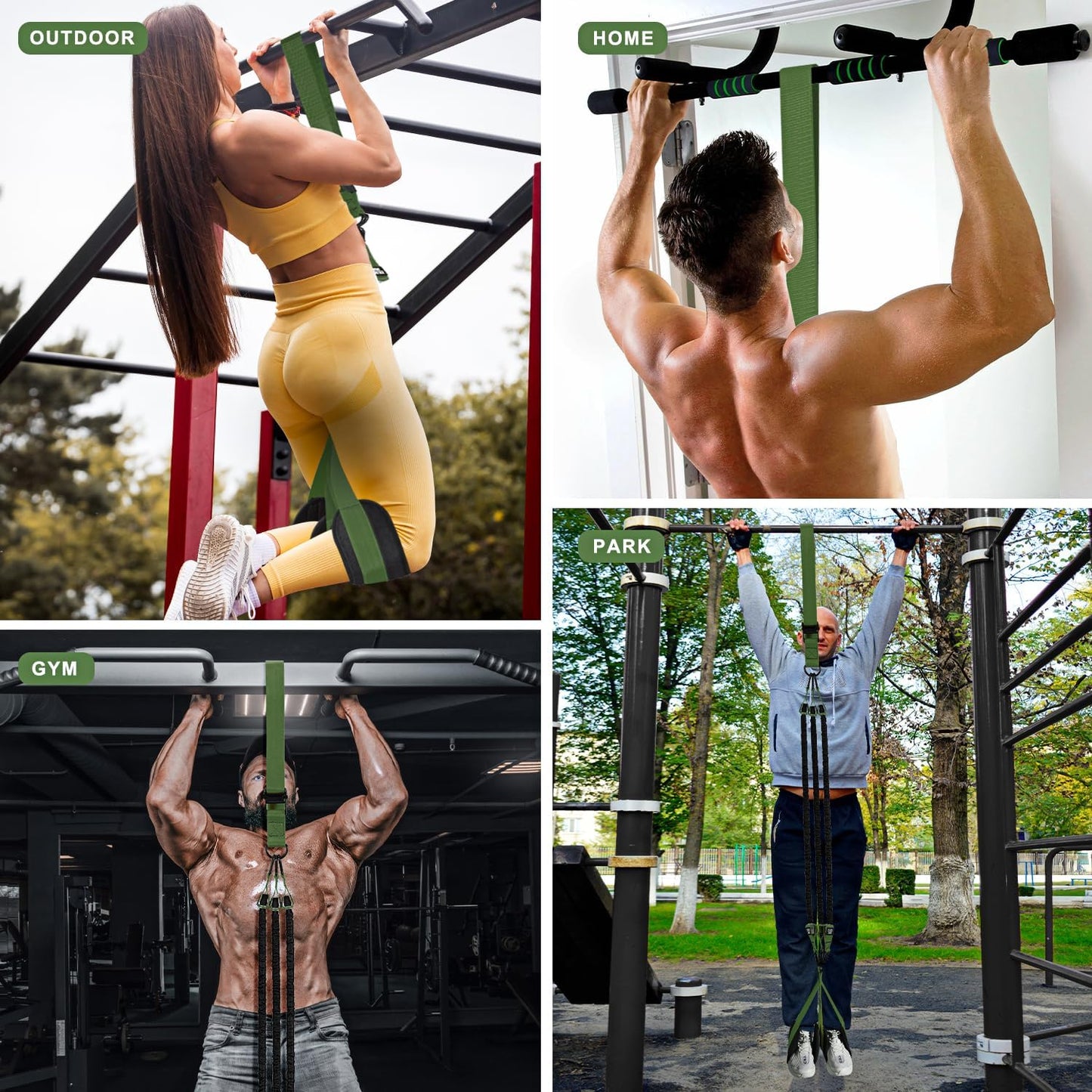 HPYGN Two Foots Pull Up Assistance Bands, Heavy Duty Resistance Band for Pull Up Bar, Adjustable Weight/Size with Fabric Feet/Knee Rest, Bands for Pull Up Assist for Strength Training, Pull Up