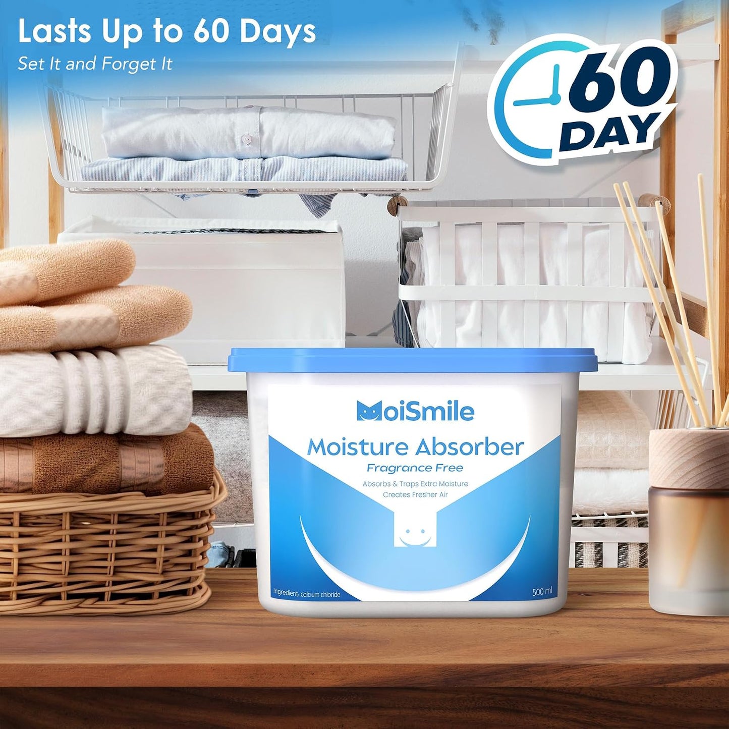 Moisture Absorbers with Activated Charcoal, Humidity Control & Air Deodorizing Preparations for Closet, Bathroom, Basement, Car & RV, 3 Pack