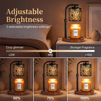 Candle Warmer Lamp with Timer & Dimmer- Electric Wax Melt Warmer with Adjustable Height for Scented Candles, Home Décor Fragrance and House Warming Birthday Gifts for Women Mom