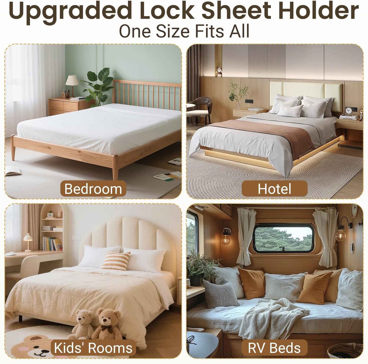 INSMART Sheet Holders - Bed Sheet Holder for Corners&Sides, Strong Elastic Sheet Straps/Grippers. Keep Sheets Firm&Tightt, No More Loose Sheets, Universal Fit and Easy Installation