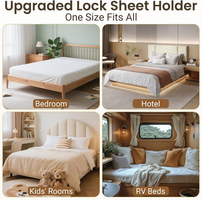 INSMART Sheet Holders - Bed Sheet Holder for Corners&Sides, Strong Elastic Sheet Straps/Grippers. Keep Sheets Firm&Tightt, No More Loose Sheets, Universal Fit and Easy Installation
