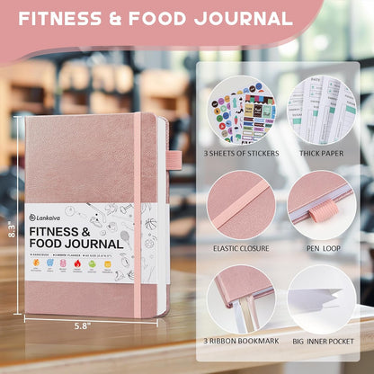 Food Journal & Workout Log Book, 90 Day Fitness Journal Tracker Diary