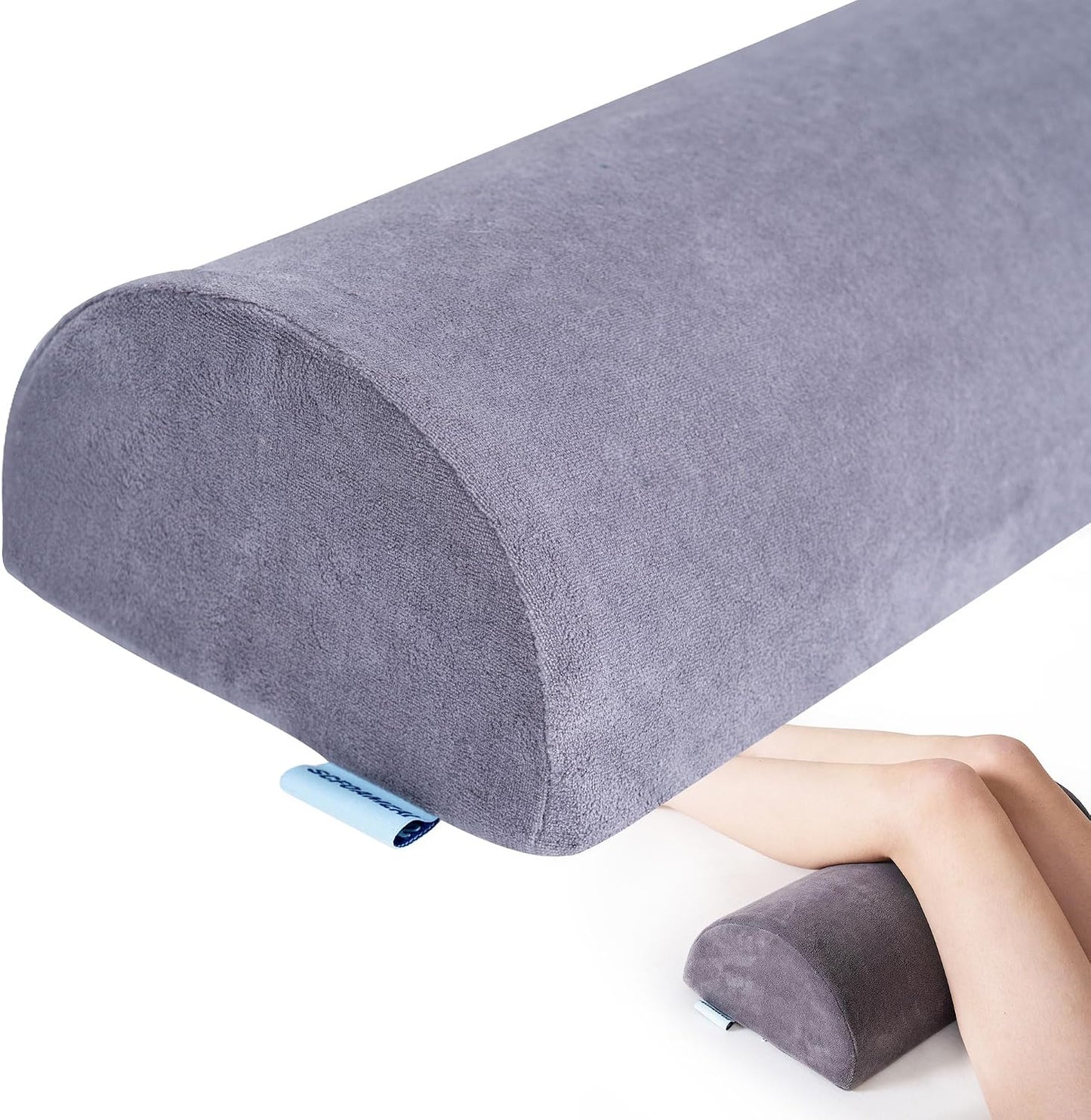 Knee Pillow for Back Sleeping, Grey | Memory Foam Bolster, Pain Relief, Half Moon Shape, For Legs & Under Knee