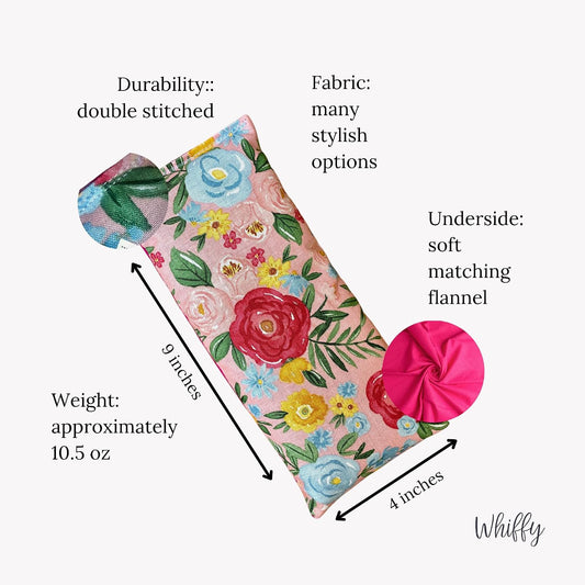 Microwave Heating Pad with Flax Seed, Scented or Unscented, Good for Back Headache or Migraines, Moist Heat Therapy or Ice Pack, Microwavable Bean Bag, 9" x 4" (Bright Pink F)
