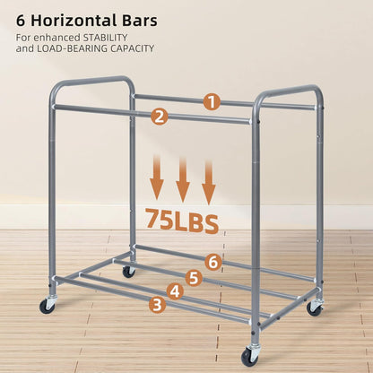 STORAGE MANIAC 3 Section Laundry Sorter, 35.6 Gal (135 L) Laundry Hamper Cart with Heavy Duty Rolling Lockable Wheels and Removable Bags, Clothes Organizer Basket Separator Hamper, Gray