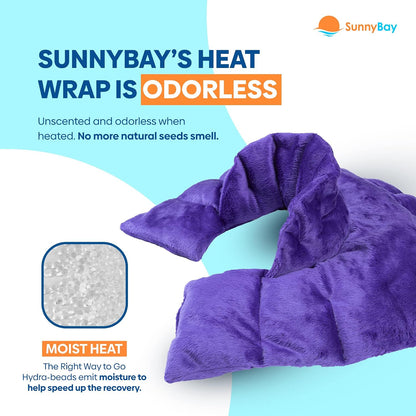 SunnyBay Microwave Heating Pad, Microwavable Heated Neck and Shoulder Wrap with Extra Coverage for Upper Back Pain Relief, Odorless Weighted Dual Purpose Cape for Moist Hot or Cold Therapy, Purple