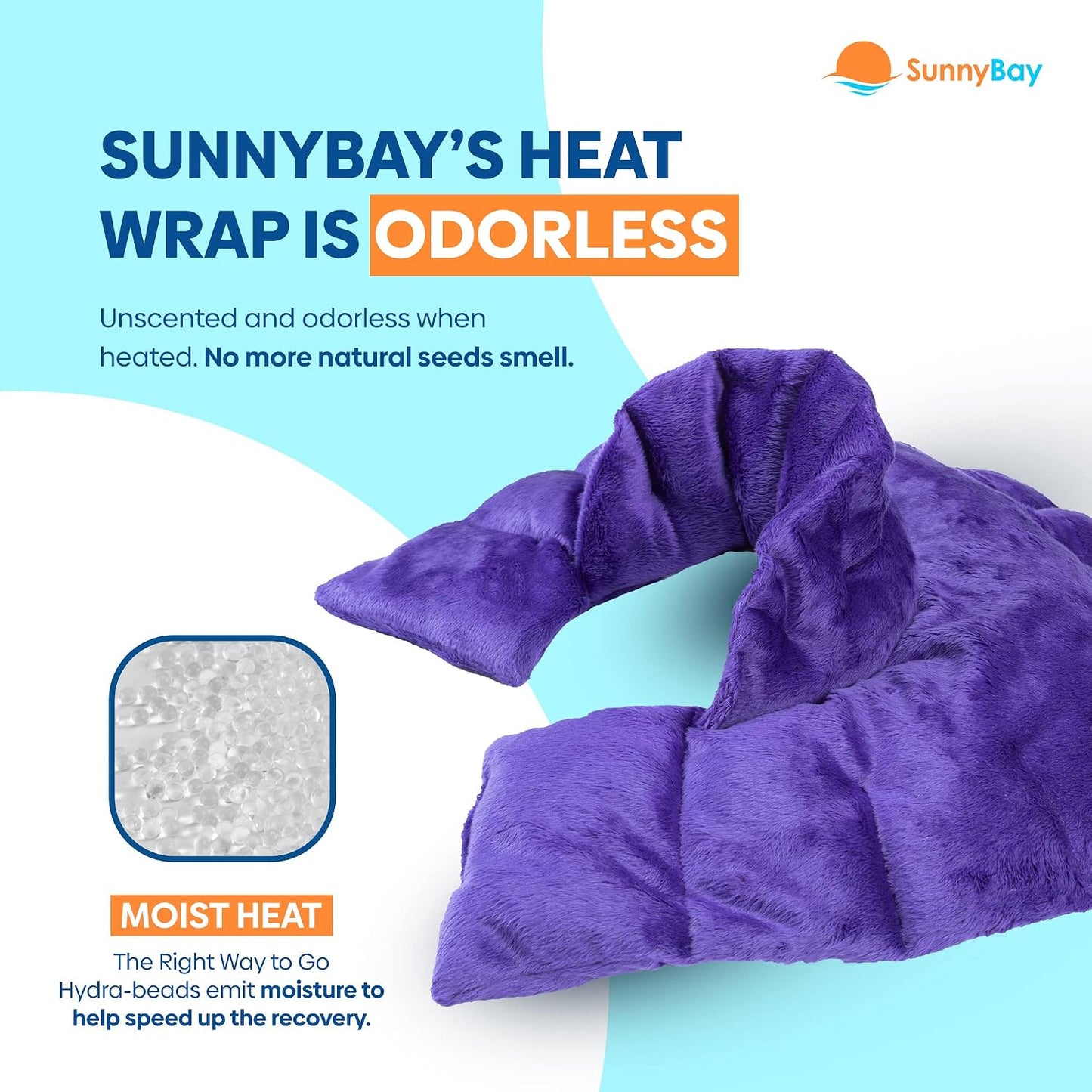 SunnyBay Heated Shoulder Wrap, Weighted Microwave Heating Pad for Neck and Shoulder Injury, Full Coverage Moist Hot Pack for Rotator Cuff Pain Relief and Frozen Shoulder, Elastic Fastening, Navy Blue