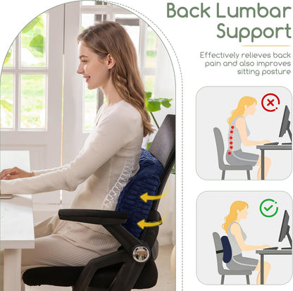 Lumbar Support Pillow for Recliner Chair/Office Chair/Couch, Memory Foam Back Support Cushion with Adjustable Strap, Recliner Cushions for Lower Back Pain Relief, Sleeping, Washable Cover, Beige