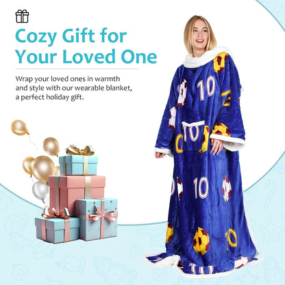 Catalonia Sherpa Wearable Blanket with Sleeves and Pocket for Adults