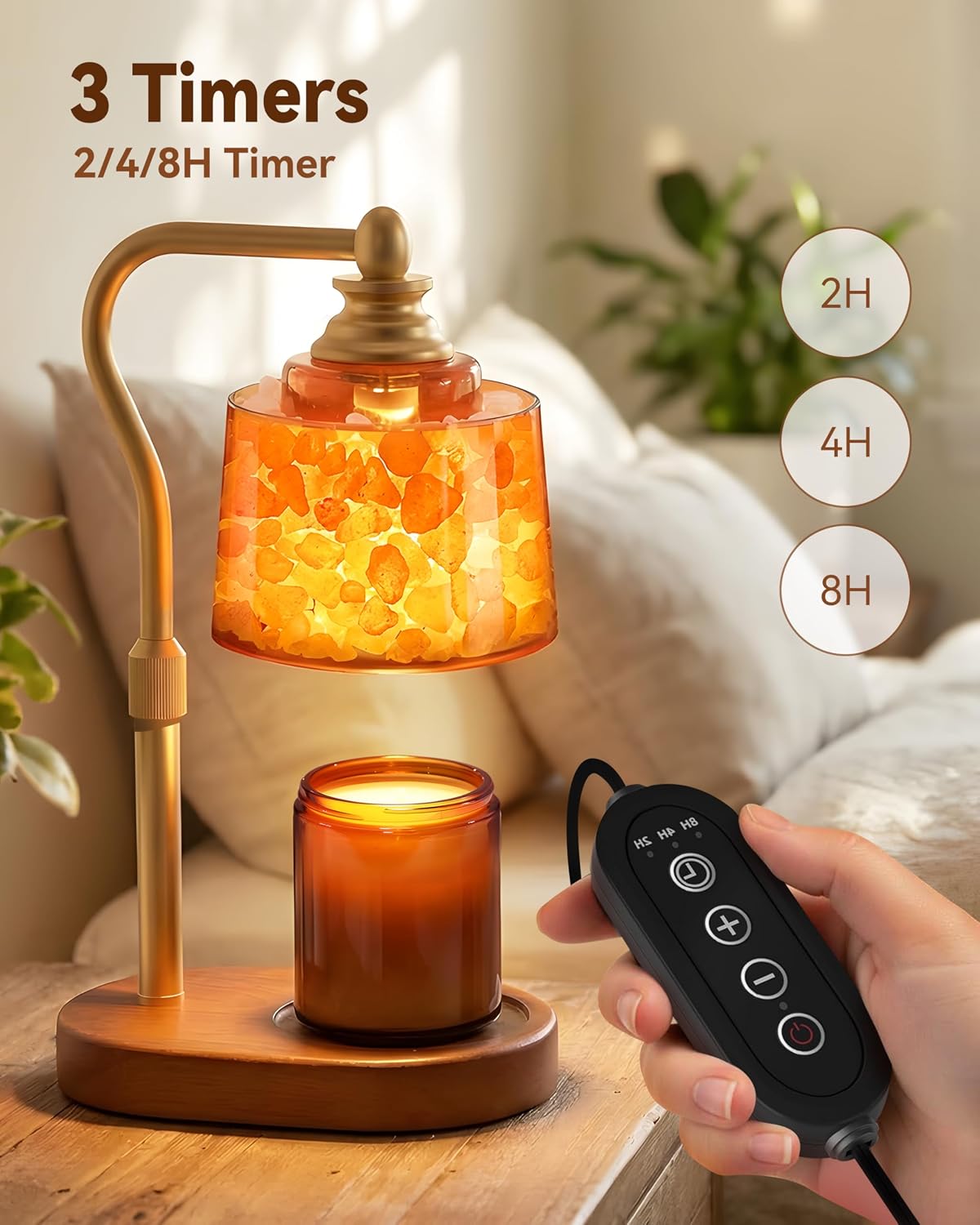 3-in-1 Candle Warmer Lamp with Himalayan Salt & Diffuser