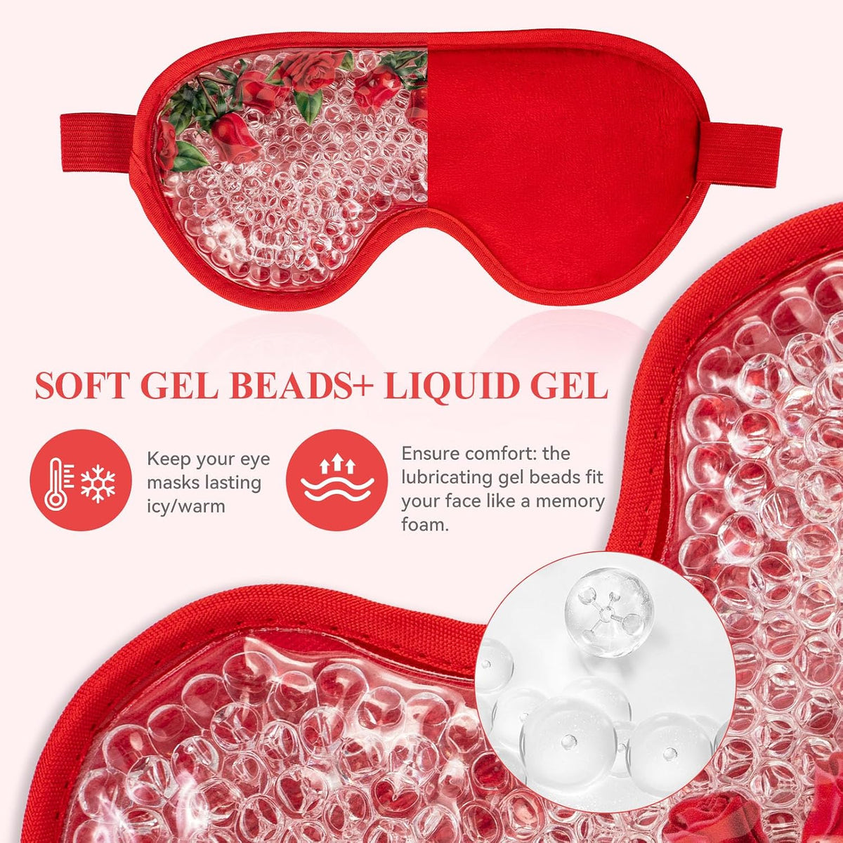 LEOSTEP 4 PCS Cooling Eye Mask Set - Ice Face Mask with Camellia Essential Oil, Cold Eye Compress and Reusable Gel Pads for Eyes Puffiness, Migraine Headache, Dark Circles, Dry Eyes