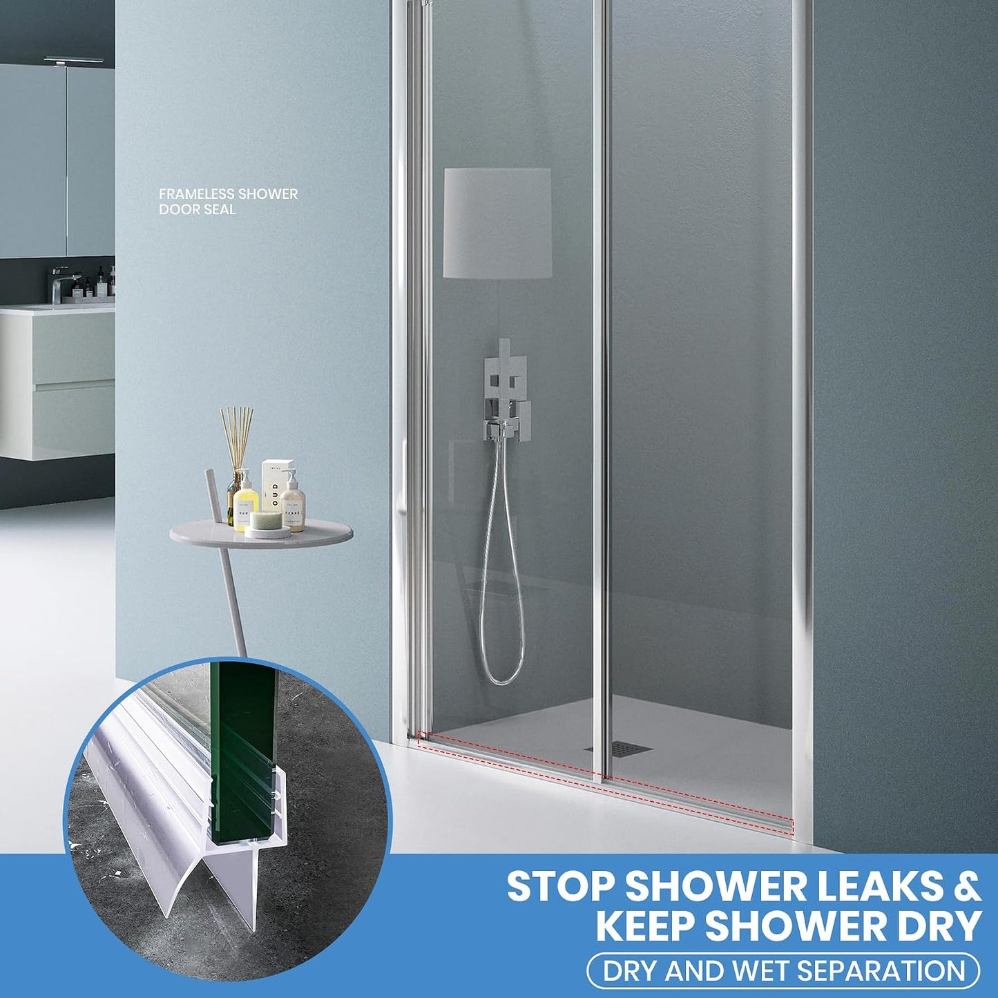 2-Pack 5/16" x 39" Shower Door Bottom Seal Strip, Shower Door Sweep | Frameless Glass Door Seal Strip, Stop Shower Leaks for 5/16" (8mm) Thick Glass